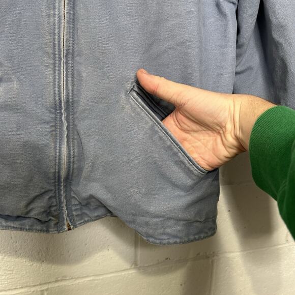 Vintage Carhartt Sherpa Hooded Detroit Jacket “Country Blue” - Picture 10 of 13